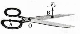 请你在图中画出使用剪刀时,杠杆aob所受动力f,的示意图及动力臂l